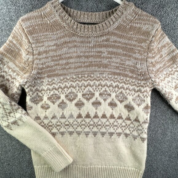 Banana Republic ALPACA Wool Blend Pullover Sweater Ivory Fair Isle Medium Unisex - Picture 1 of 15